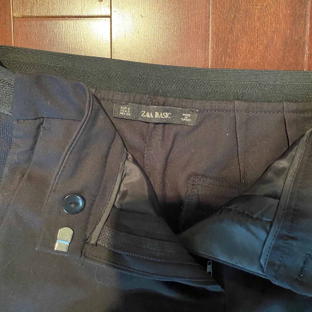 Zara Basic White Strip Pants Small - image 2